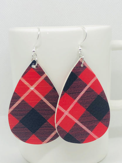 Plaid and Christmas Earrings