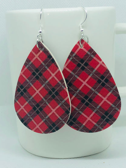 Plaid and Christmas Earrings