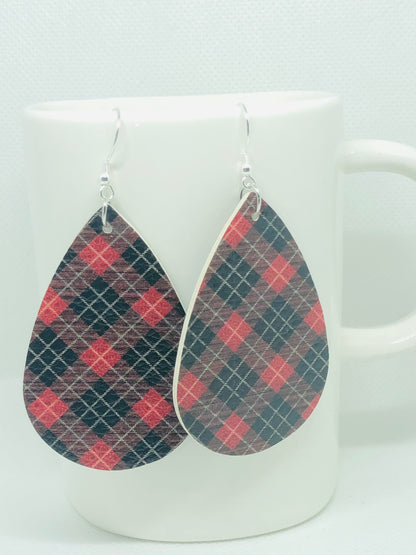 Plaid and Christmas Earrings