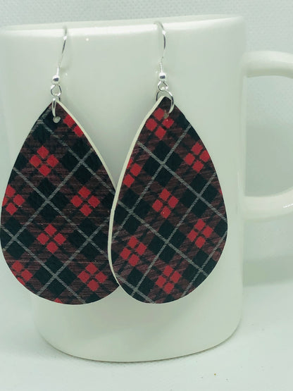 Plaid and Christmas Earrings