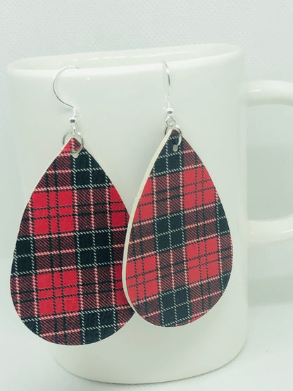 Plaid and Christmas Earrings