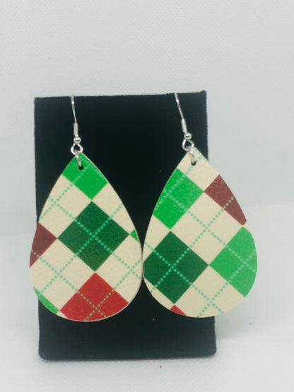 Plaid and Christmas Earrings