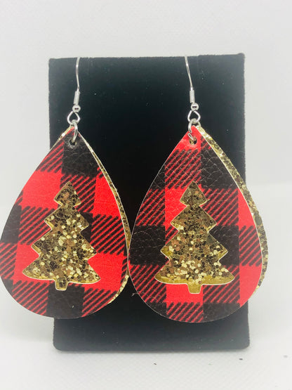 Plaid and Christmas Earrings